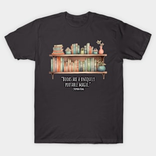 Bookshelf white text - Stephen King T-Shirt